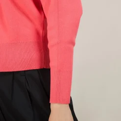 Montagut Pulls-Pull col montant en coton cachemire - Fanny 26-Rose foncé