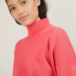 Montagut Pulls-Pull col montant en coton cachemire - Fanny 26-Rose foncé