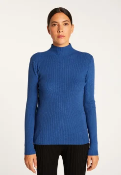 Montagut Pulls-Pull col montant en laine mélangée - Reagan 48-Bleu roi