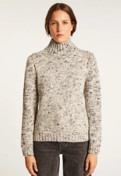 Montagut Pulls-Pull col montant en laine chiné - Papyrus 11-Gris clair