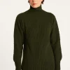 Montagut Pulls-Pull col montant en laine & alpaga - Syllia 21-Vert foncé