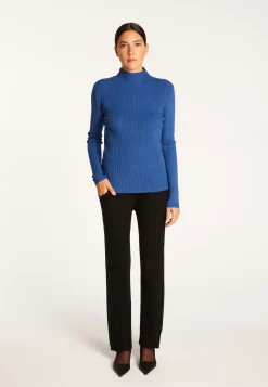 Montagut Pulls-Pull col montant en laine mélangée - Reagan 48-Bleu roi