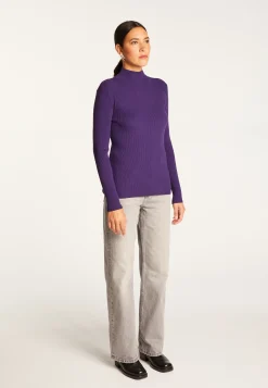 Montagut Pulls-Pull col montant en laine mélangée - Reagan 18-Violet foncé