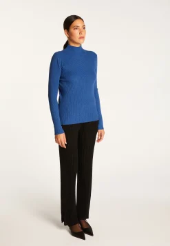 Montagut Pulls-Pull col montant en laine mélangée - Reagan 48-Bleu roi