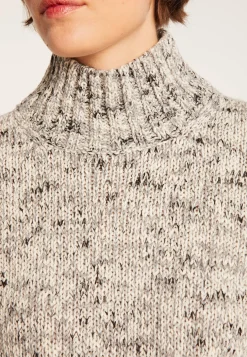 Montagut Pulls-Pull col montant en laine chiné - Papyrus 11-Gris clair