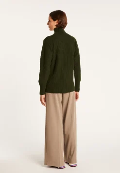Montagut Pulls-Pull col montant en laine & alpaga - Syllia 21-Vert foncé