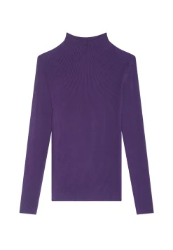 Montagut Pulls-Pull col montant en laine mélangée - Reagan 18-Violet foncé