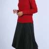 Montagut Pulls-Pull col montant manches boutonnées - Sumaya 52-Rouge