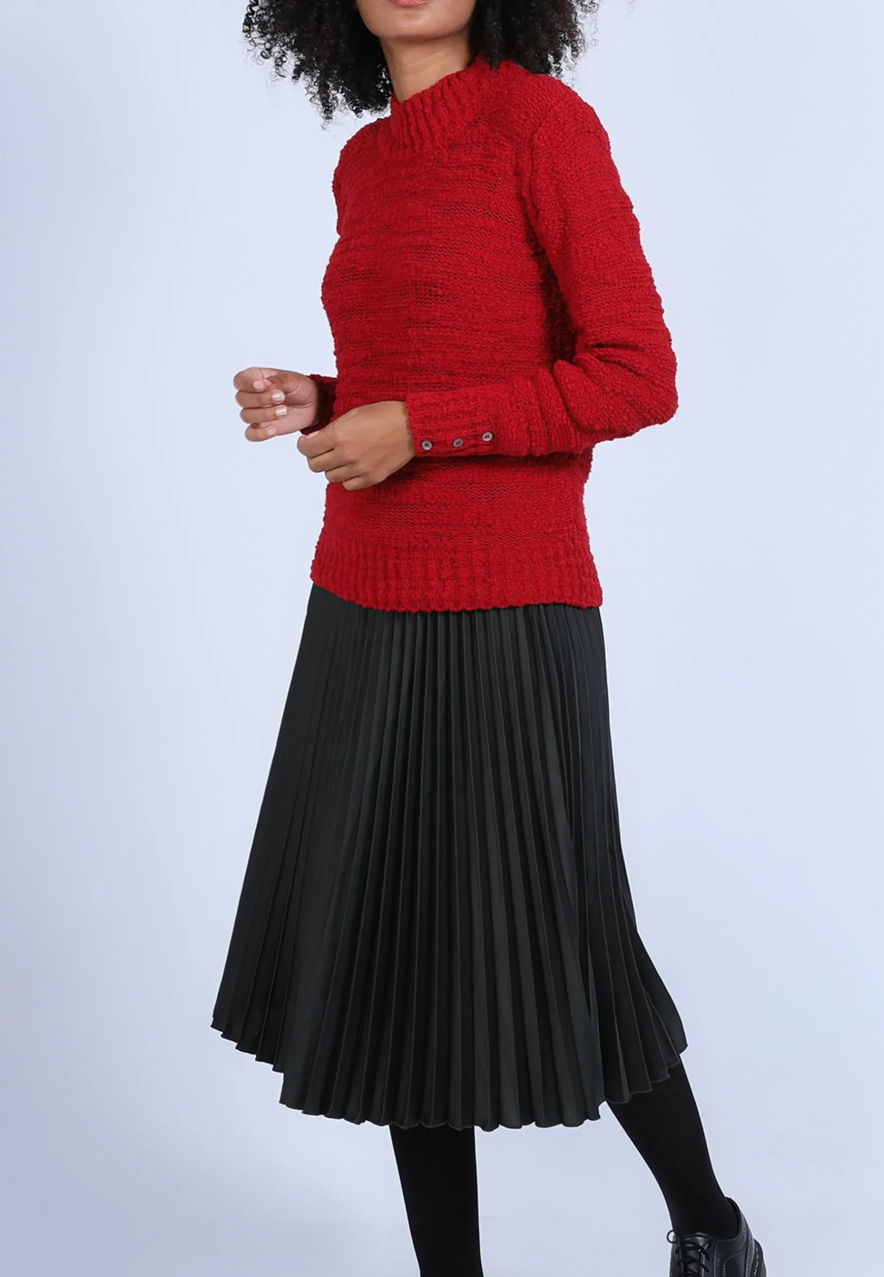 Montagut Pulls-Pull col montant manches boutonnées - Sumaya 52-Rouge
