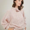 Montagut Pulls-Pull col montant zippé en mohair - Gilda 24-Rose clair