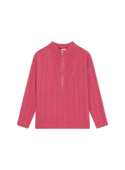 Montagut Pulls-Pull col montant zippé en cachemire mélangé - Lodric 26-Rose foncé
