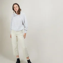 Montagut Pulls-Pull col montant zippé en mohair - Gilda 11-Gris clair