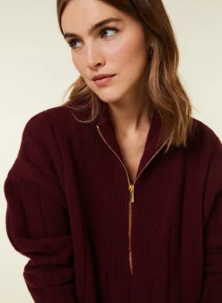 Montagut Pulls-Pull col montant zippé en cachemire mélangé - Lodric 51-Bordeaux