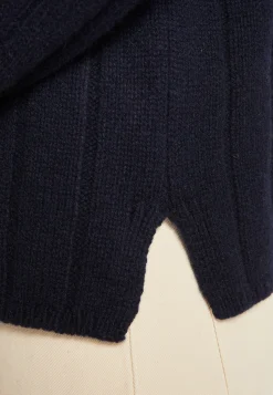 Montagut Pulls-Pull col montant zippé en cachemire mélangé - Lodric 05-Bleu marine