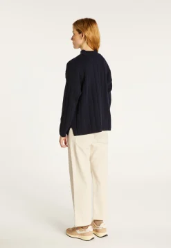 Montagut Pulls-Pull col montant zippé en cachemire mélangé - Lodric 05-Bleu marine