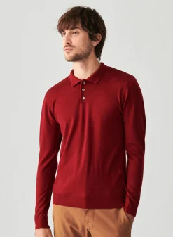 Montagut Pulls | Polos Et T-Shirts-Pull col polo avec logo en laine mérinos - Eni 51-Bordeaux