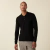 Montagut Pulls-Pull col polo avec logo en laine mérinos - Eni 01-Noir