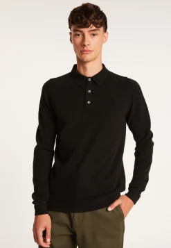 Montagut Pulls-Pull col polo en cachemire - Emerson 01-Noir