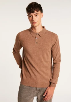 Montagut Pulls-Pull col polo en cachemire - Emerson 46-Marron clair