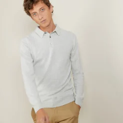 Montagut Pulls-Pull col polo en cachemire - Emerson 11-Gris clair