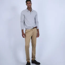 Montagut Pulls-Pull col polo en cachemire - Emerson 11-Gris clair