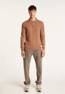 Montagut Pulls-Pull col polo en cachemire - Emerson 46-Marron clair