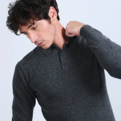 Montagut Pulls-Pull col polo en cachemire - Emerson 10-Gris foncé