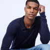 Montagut Pulls-Pull col polo en laine et soie - Lume 05-Bleu marine