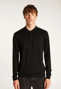 Montagut Pulls-Pull col polo en laine mérinos - Eni 01-Noir
