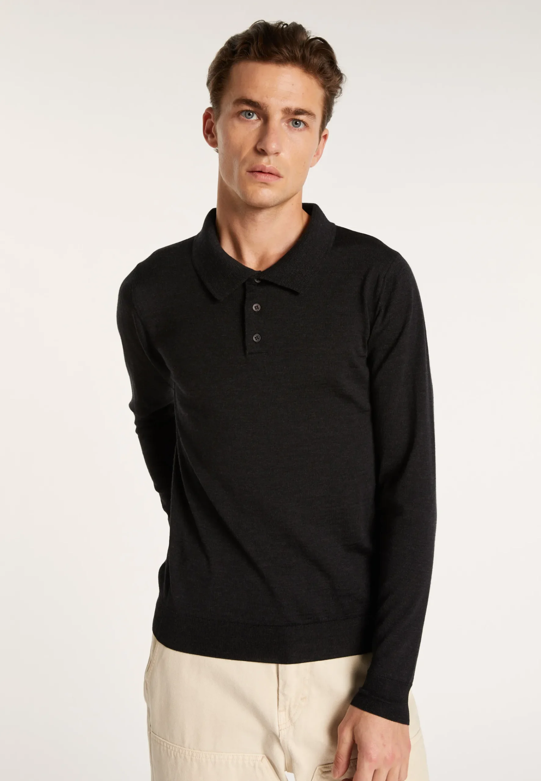 Montagut Pulls-Pull col polo en laine mérinos - Eni 10-Gris foncé