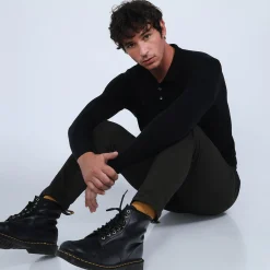 Montagut Polos Et T-Shirts-Pull col polo en laine mérinos - Eni 01-Noir
