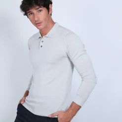 Montagut Pulls | Polos Et T-Shirts-Pull col polo en laine mérinos - Eni 11-Gris clair