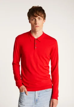 Montagut Pulls-Pull col polo en laine mérinos - Eni 52-Rouge
