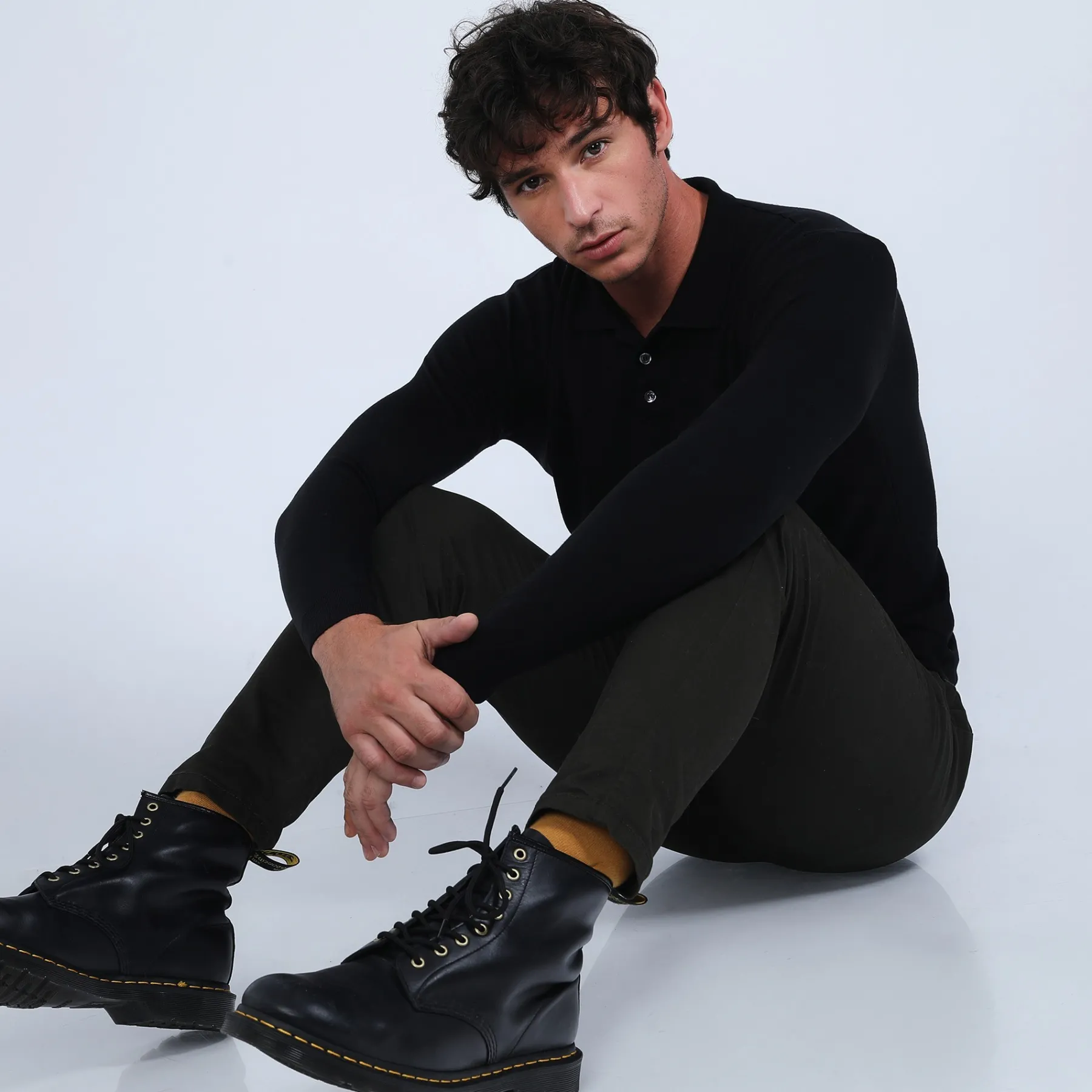 Montagut Polos Et T-Shirts-Pull col polo en laine mérinos - Eni 01-Noir