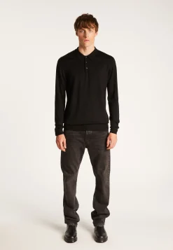 Montagut Pulls-Pull col polo en laine mérinos - Eni 01-Noir