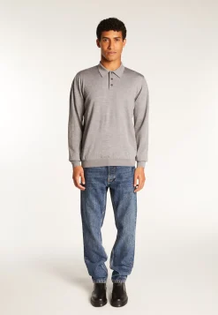 Montagut Pulls | Polos Et T-Shirts-Pull col polo en laine mérinos - Eni 09-Gris moyen