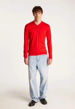 Montagut Pulls-Pull col polo en laine mérinos - Eni 52-Rouge