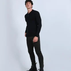 Montagut Polos Et T-Shirts-Pull col polo en laine mérinos - Eni 01-Noir