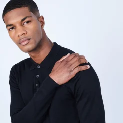 Montagut Pulls-Pull col polo en laine mérinos - Eni 01-Noir