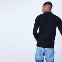 Montagut Pulls-Pull col polo en laine mérinos - Eni 01-Noir