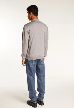 Montagut Pulls | Polos Et T-Shirts-Pull col polo en laine mérinos - Eni 09-Gris moyen