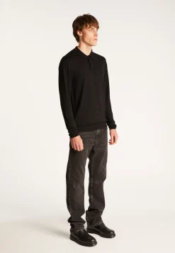 Montagut Pulls-Pull col polo en laine mérinos - Eni 01-Noir