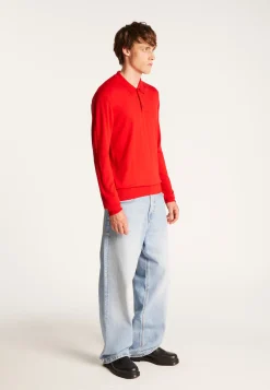 Montagut Pulls-Pull col polo en laine mérinos - Eni 52-Rouge