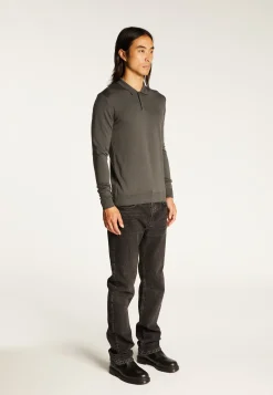 Montagut Pulls-Pull col polo en laine mérinos - Eni 10-Gris foncé