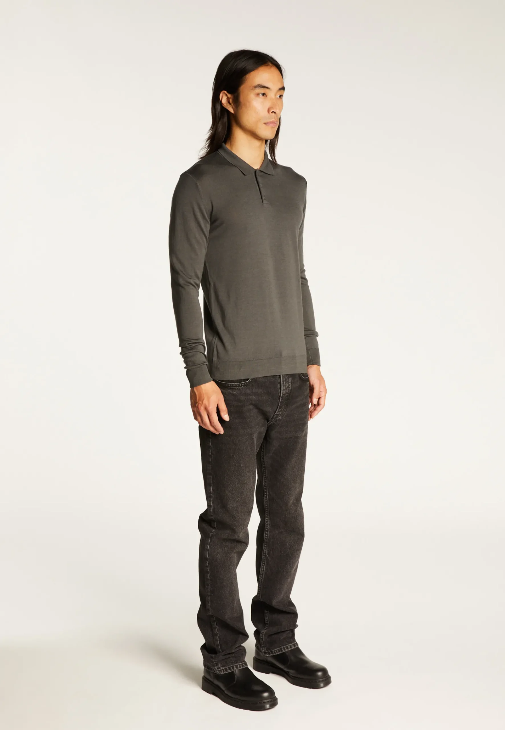 Montagut Pulls-Pull col polo en laine mérinos - Eni 10-Gris foncé