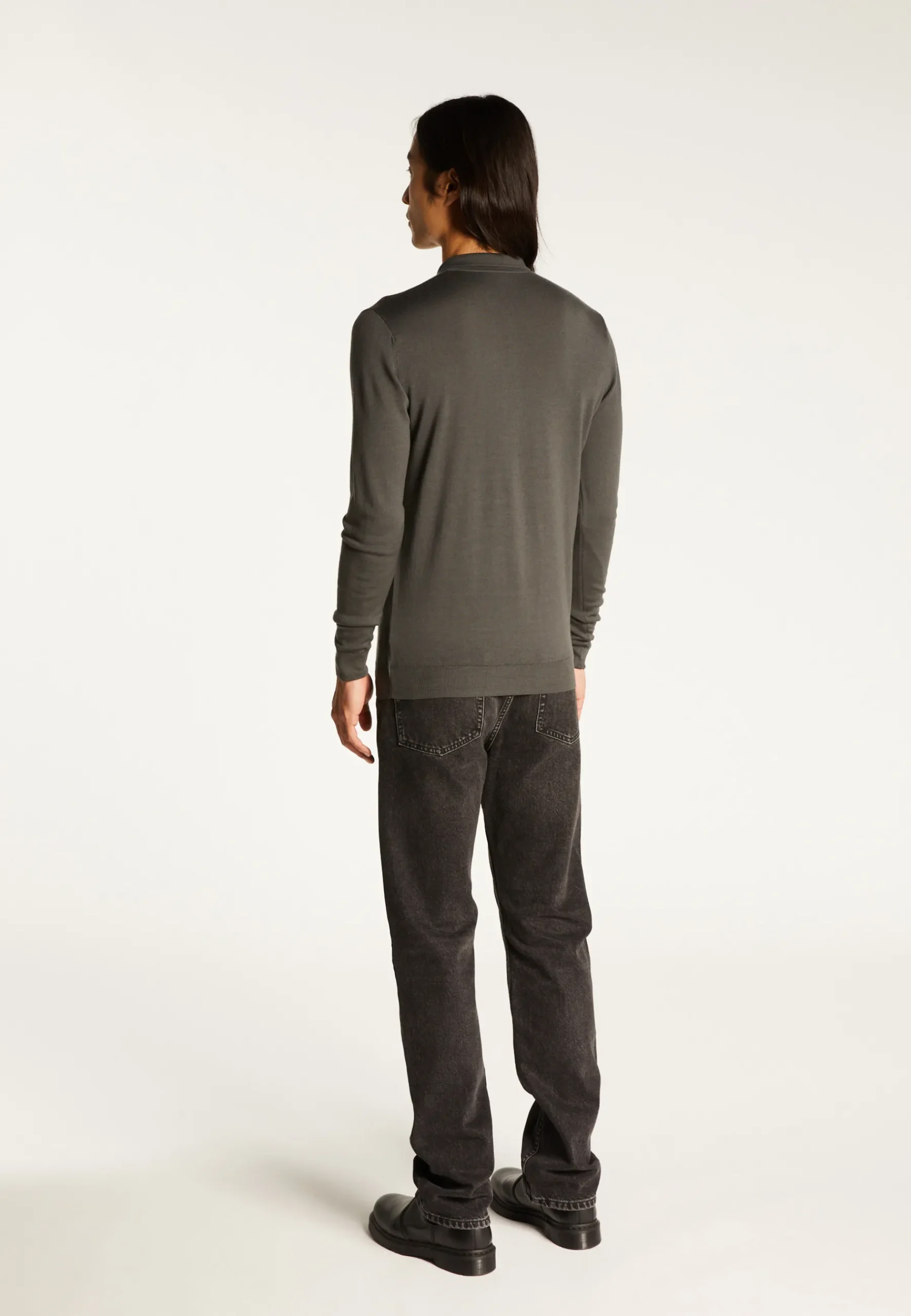 Montagut Pulls-Pull col polo en laine mérinos - Eni 10-Gris foncé