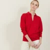 Montagut Pulls-Pull col polo en lin cachemire - Bilbao 52-Rouge