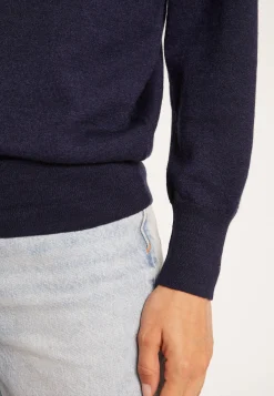 Montagut Pulls-Pull col polo en lin cachemire - Bilbao 05-Bleu marine