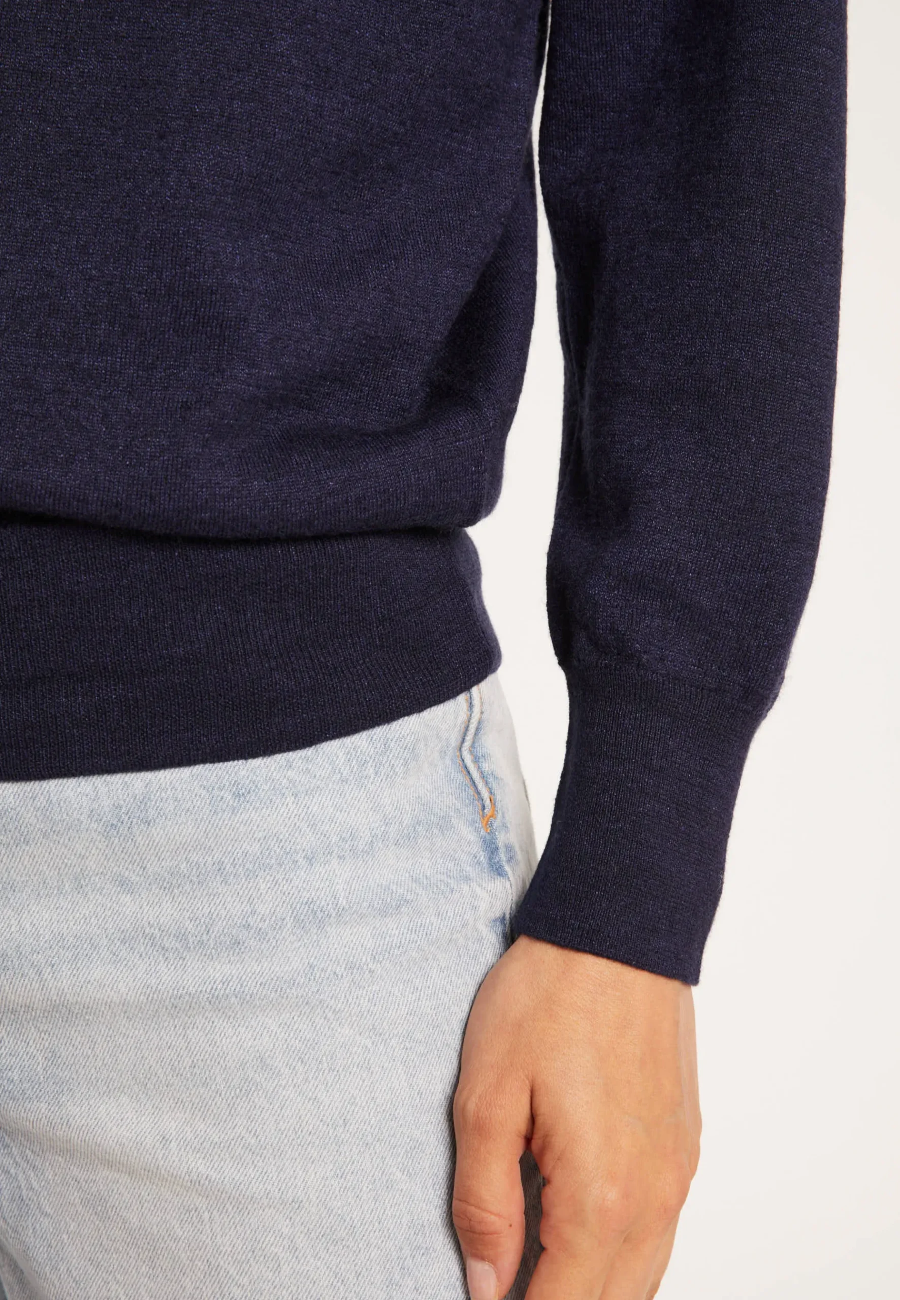 Montagut Pulls-Pull col polo en lin cachemire - Bilbao 05-Bleu marine