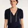 Montagut Pulls-Pull col polo soie naturelle - Alya 05-Bleu marine